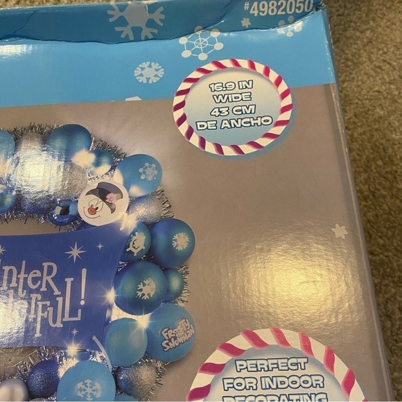 Gemmy Frosty the Snowman 16.9” Lighted Winter Wonderful Christmas Wreath NEW - Picture 3 of 5